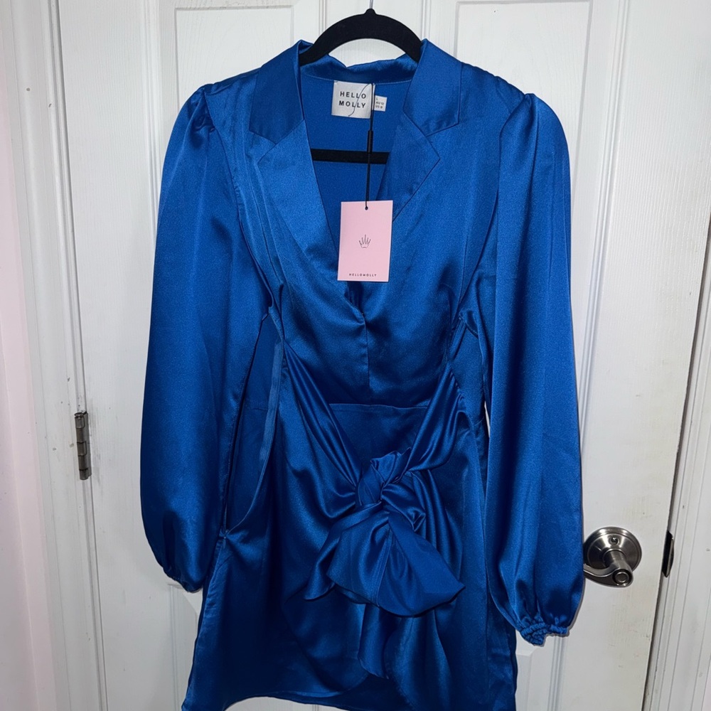 Hello Molly Blue Wrap Tie Front Blouse